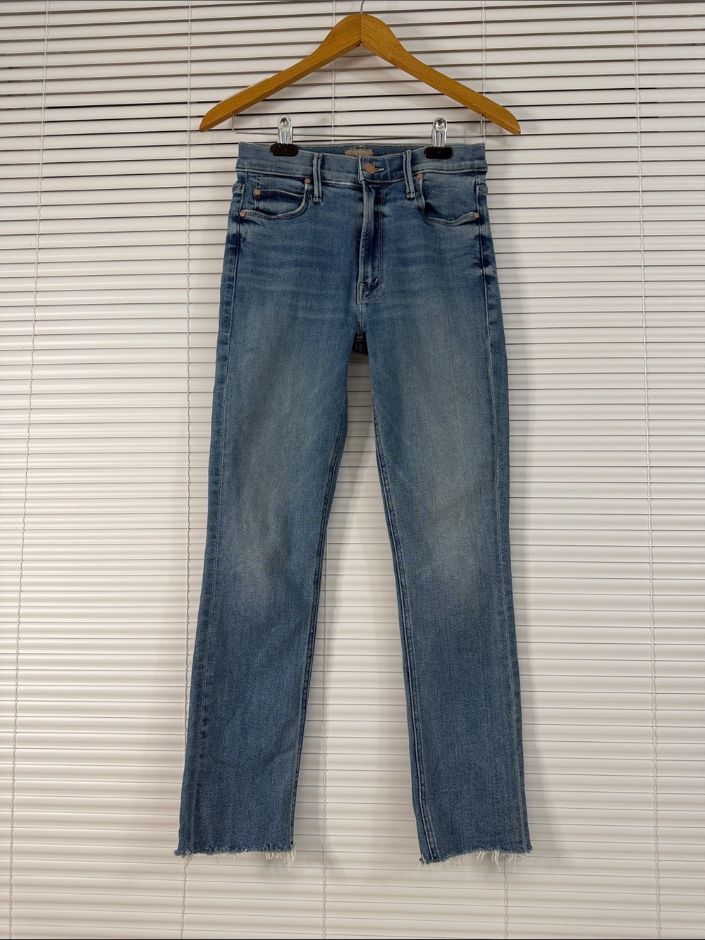 Mother Jeans Women's the Mid Rise Dazzler Ankle fray Blue Straight Size 26